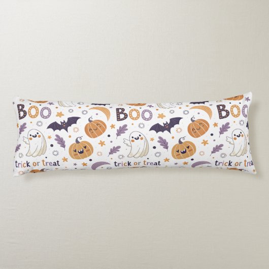 Pastel Halloween Body Pillow – Ghost & Pumpkin Boo Seitenschläferkissen (Rückseite)