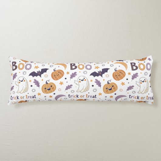 Pastel Halloween Body Pillow – Ghost & Pumpkin Boo Seitenschläferkissen (Vorderseite)