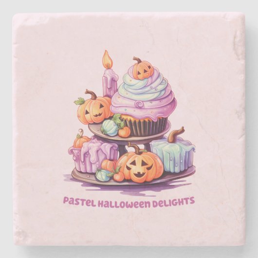 Pastel Halloween Delights Steinuntersetzer (Vorderseite)