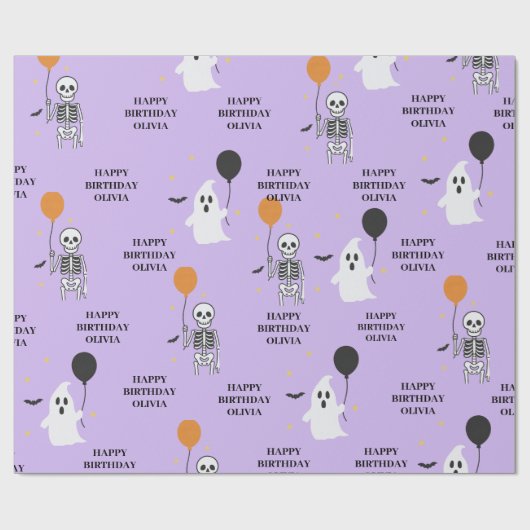 Pastel Halloween Geburtstag Geschenkpapier (Flach)