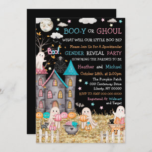 Pastel Halloween Gender Reveal Baby Shower Einladung