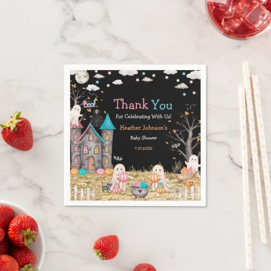 Pastel Halloween Gender Reveal Baby Shower Serviette (Beispiel)