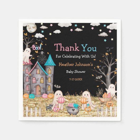 Pastel Halloween Gender Reveal Baby Shower Serviette (Vorderseite)