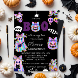 Pastel Halloween Girl Birthday Invitation, Spooky Einladung