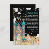 Pastel Halloween Little Boo Boy Baby Dusche Dankeskarte (Vorne/Hinten)
