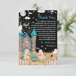 Pastel Halloween Little Boo Boy Baby Dusche Dankeskarte