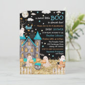 Pastel Halloween Little Boo Boy Baby Dusche Einladung (Stehend Vorderseite)