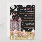 Pastel Halloween Little Boo Girl Babydusche Einladung (Vorderseite)