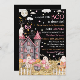 Pastel Halloween Little Boo Girl Babydusche Einladung