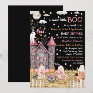 Pastel Halloween Little Boo Girl Babydusche Einladung
