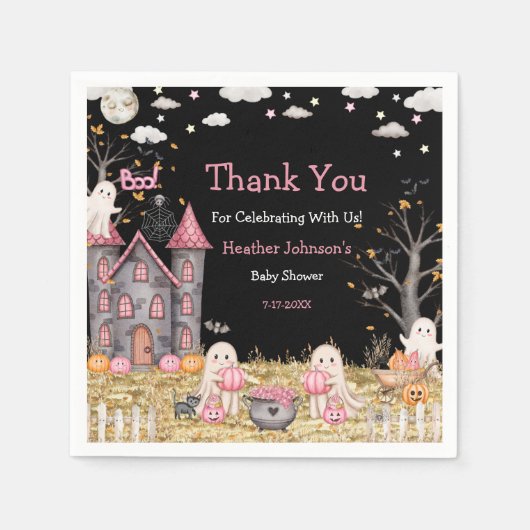 Pastel Halloween Little Boo Girl Babydusche Serviette (Vorderseite)