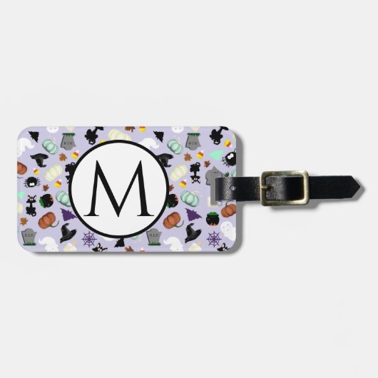 Pastel Halloween Mit Monogramm Gepäckanhänger (Vorderseite horizontal)