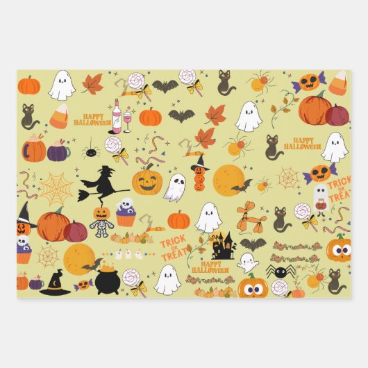 Pastel Halloween-Papier Geschenkpapier Set (Vorderseite)