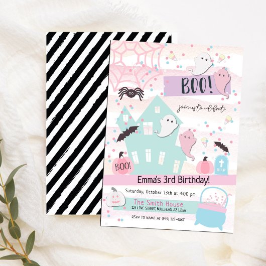 Pastel Halloween-Party Kindergeburtstag Einladung