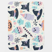 Pastel Halloween Pattern Ghost Pumpkin Katzen Hexe