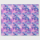 Pastel Halloween Purples and Pinks Spooky House Geschenkpapier (Flach)