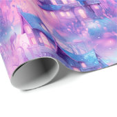 Pastel Halloween Purples and Pinks Spooky House Geschenkpapier (Rolleneckpunkt)