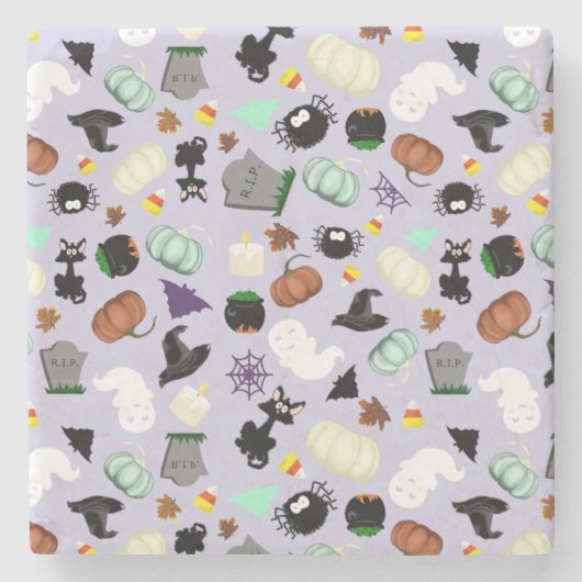 Pastel Halloween Steinuntersetzer (Vorderseite)