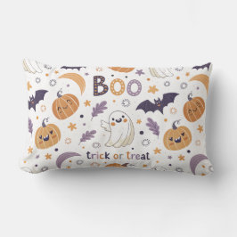 Pastel Halloween Throw Pillow – Cute Ghosts & Pump Lendenkissen