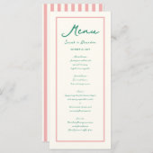 Pastel Handwriting Pinky Green Retro Hochzeit Menükarte (Vorne/Hinten)