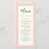 Pastel Handwriting Pinky Retro Wedding Menu Menükarte (Vorne/Hinten)