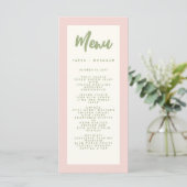 Pastel Handwriting Pinky Retro Wedding Menu Menükarte (Stehend Vorderseite)