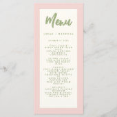 Pastel Handwriting Pinky Retro Wedding Menu Menükarte (Vorderseite)