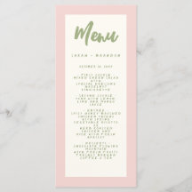Pastel Handwriting Pinky Retro Wedding Menu