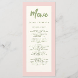Pastel Handwriting Pinky Retro Wedding Menu Menükarte