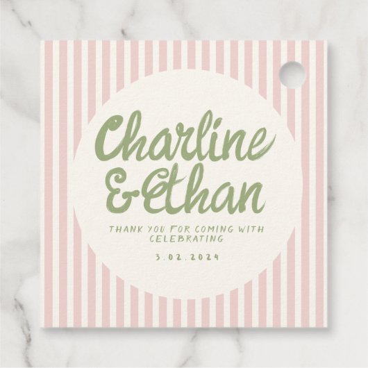 Pastel Handwriting Retro Wedding Vielen Dank für I Geschenkanhänger (Rückseite)