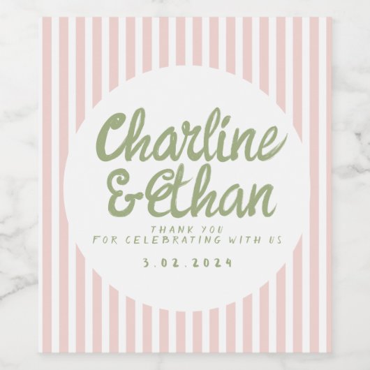 Pastel Handwriting Retro Wedding Weinetikett (Einzelnes Label)