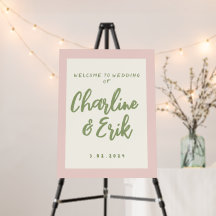 Pastel Handwriting Retro Wedding Willkommenszeiche