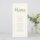 Pastel Handwriting Typografie Retro Wedding Menu Menükarte (Stehend Vorderseite)