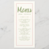 Pastel Handwriting Typografie Retro Wedding Menu Menükarte (Vorderseite)