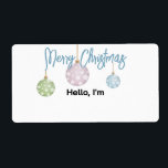 Pastel Hanging Weihnachtsschmuck Papiername Markie<br><div class="desc">Helfen Sie Ihren Gästen, sich an Ihre Ansammlung zu erinnern oder Namen zu erlernen, indem Sie ein Etikett mit einem nicht traditionellen Weihnachtsschmuck verwenden, das aus dem frohen Weihnachtstext hängt. Die Größe und das Design des Versandaufklebers erlauben es, den Namen des Teilnehmers am Party zu schreiben. Die Verwendung eines passenden...</div>