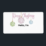 Pastel Hanging Weihnachtsschmuck Papiername Markie<br><div class="desc">Helfen Sie Ihren Gästen, sich an Ihre Ansammlung zu erinnern oder Namen zu erlernen, indem Sie ein Etikett mit einem nicht traditionellen Weihnachtsschmuck verwenden, das aus dem frohen Weihnachtstext hängt. Die Größe und das Design des Versandaufklebers erlauben es, den Namen des Teilnehmers am Party zu schreiben. Die Verwendung eines passenden...</div>