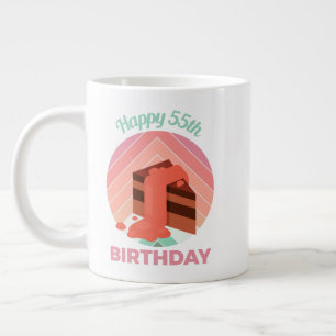 Pastel Happy 55. Geburtstagsfeier-Tortenstück Jumbo-Tasse