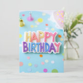 Pastel Happy Birthday Sign Birthday Party Einladung (Stehend Vorderseite)
