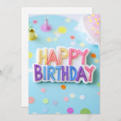 Pastel Happy Birthday Sign Birthday Party Einladung (Vorne/Hinten)