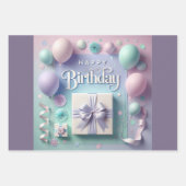 Pastel Happy Birthday Wrapping Paper Geschenkpapier Set (Vorderseite 3)