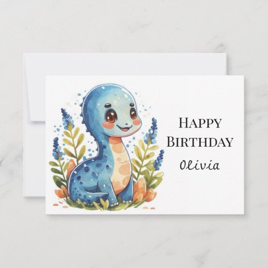 Pastel Happy Dino Birthday Karte (Vorderseite)