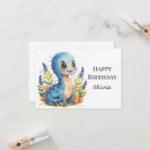 Pastel Happy Dino Birthday Karte (Vorderseite/Rückseite Beispiel)