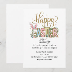 Pastel Happy Easter Party Einladung
