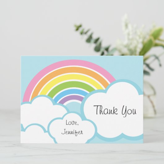 Pastel Happy Little Rainbow Dankeskarte (Stehend Vorderseite)