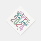 Pastel Happy New Year 2024 Serviette (Ecke)