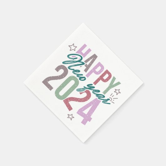 Pastel Happy New Year 2024 Serviette (Ecke)