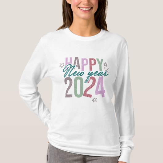 Pastel Happy New Year 2024 T-Shirt (Vorderseite)