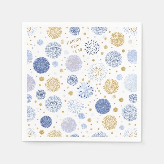 Pastel Happy New Year Napkins – Fireworks Pattern Serviette (Vorderseite)