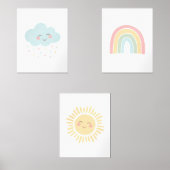 Pastel Happy Rainbow Sun Cloud Girl Kinderzimmer D Bilderwand Sets (Vorderseite)