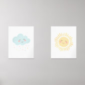 Pastel Happy Sun Cloud Girl Kinderzimmer Deco Bilderwand Sets (Vorderseite)